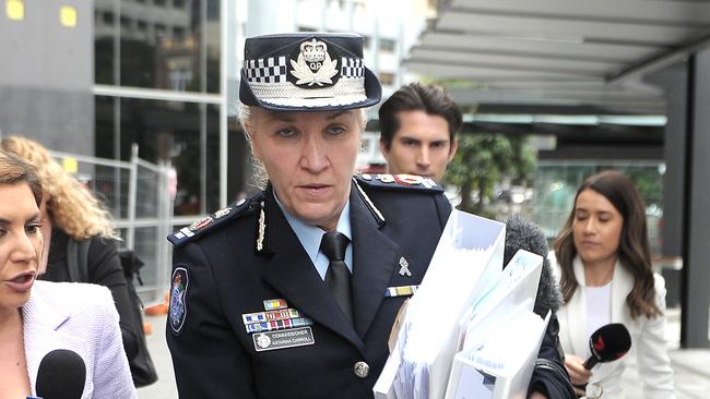 Police Commissioner Katarina Carroll leaves the Commission of Inquiry into Queensland Police Service Responses to Domestic Violence on October 6. Picture: John Gass