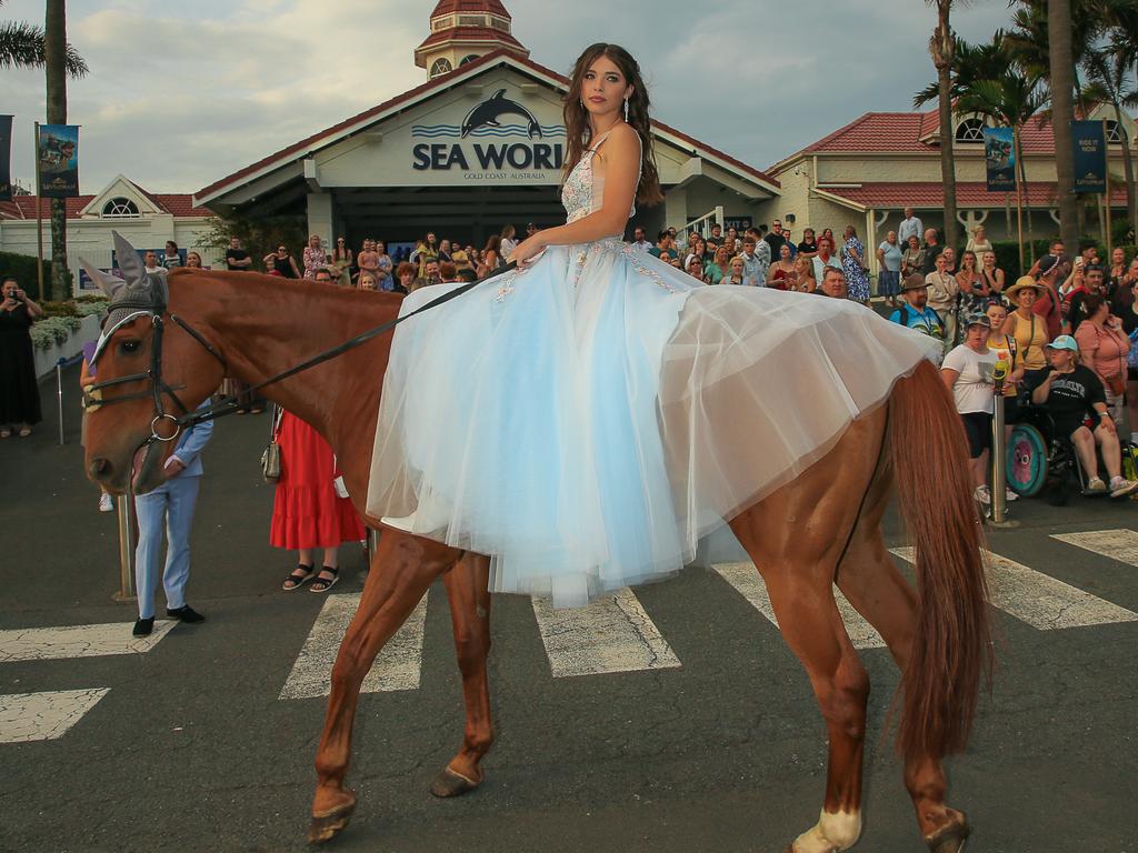 Bella Wozniak at the Red Carpet arrivals at Sea World for the Pimpama SHS Formal 2023. Picture: Glenn Campbell