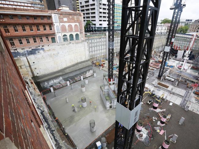 The Queen’s Wharf development viewed from the old government print works at 85 William Street. Picture: AAP Image/Claudia Baxter