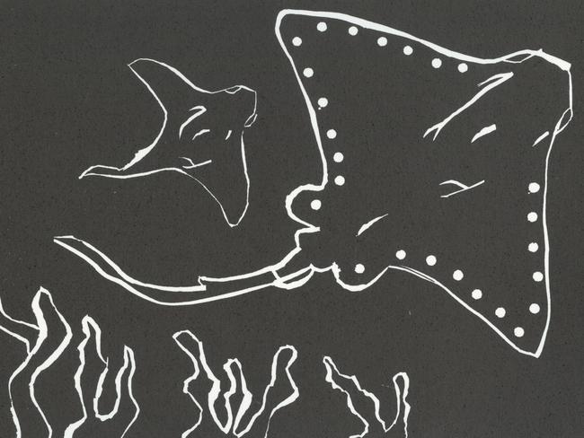Alierah Rosser, Stingray, 2025, Linocut on paper, 15 x 30cm. | This collaborative outreach project is a partnership with Townsville City Council Galleries.