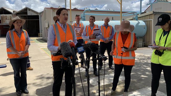 Keppel MP Brittany Lauga (left) was delighted her party was able to find a use for the former rail manufacturing site. She was with Premier Annastacia Palaszczuk, Treasurer Cameron Dick, Transport Minister Mark Bailey, Minister for Manufacturing Glenn Butcher, and Rockhampton MP Barry O'Rourke