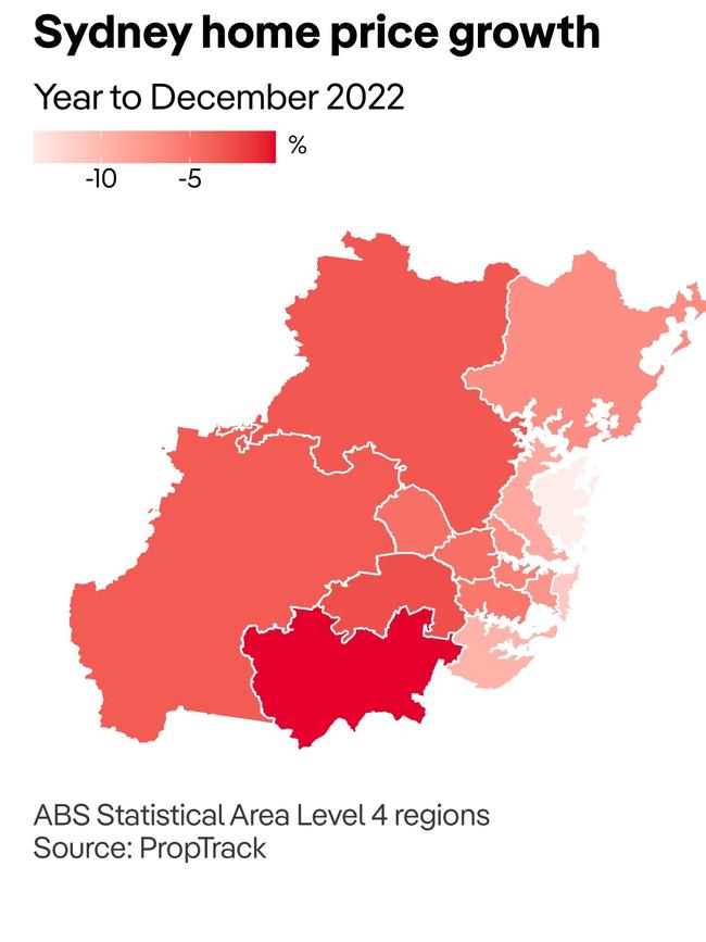 Sydney's inner city suburbs have seen the highest falls in prices.