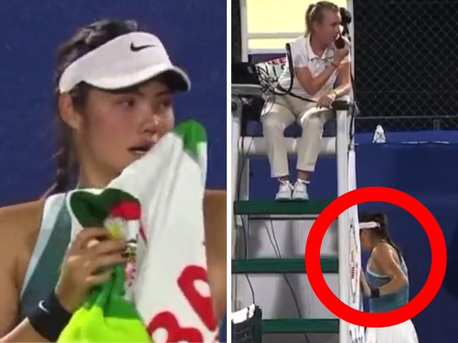 Emma Raducanu broke down in tears mid-match.