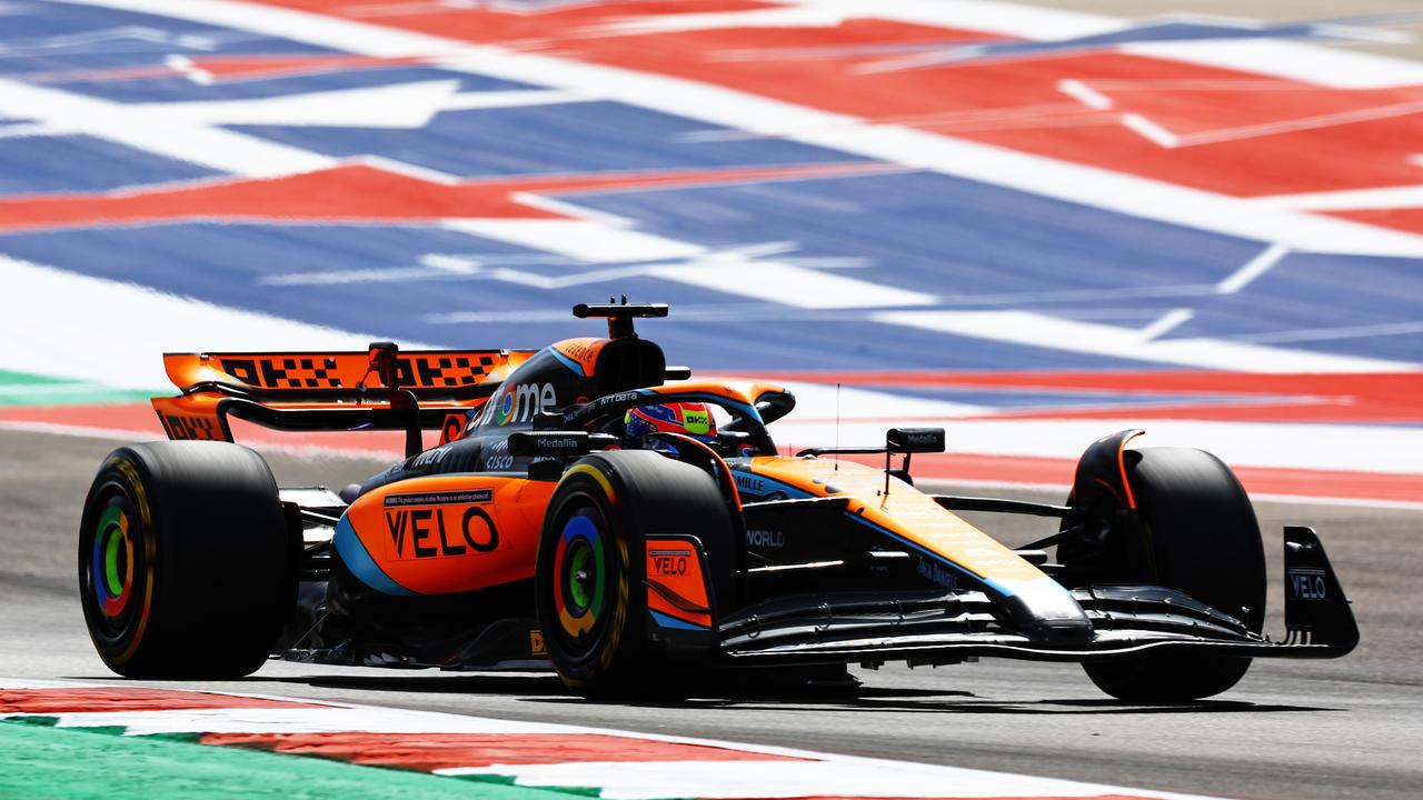 AUSTIN, TEXAS - OCTOBER 21: Oscar Piastri of Australia driving the (81) McLaren MCL60 Mercedes on track during the Sprint Shootout ahead of the F1 Grand Prix of United States at Circuit of The Americas on October 21, 2023 in Austin, Texas. (Photo by Mark Thompson/Getty Images)