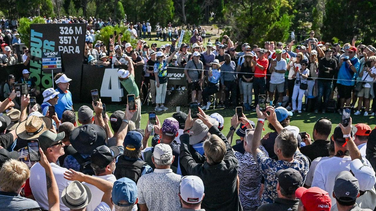 Cameron Smith of Australia plays a shot on the first day of the 2023 LIV Golf tournament in Adelaide on April 21, 2023. (Photo by Brenton Edwards/AFP)