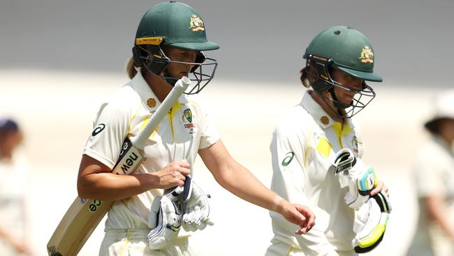 Both Meg Lanning, left, and Rachael Haynes fell within sight of their maiden Test tons Picture: Getty Images