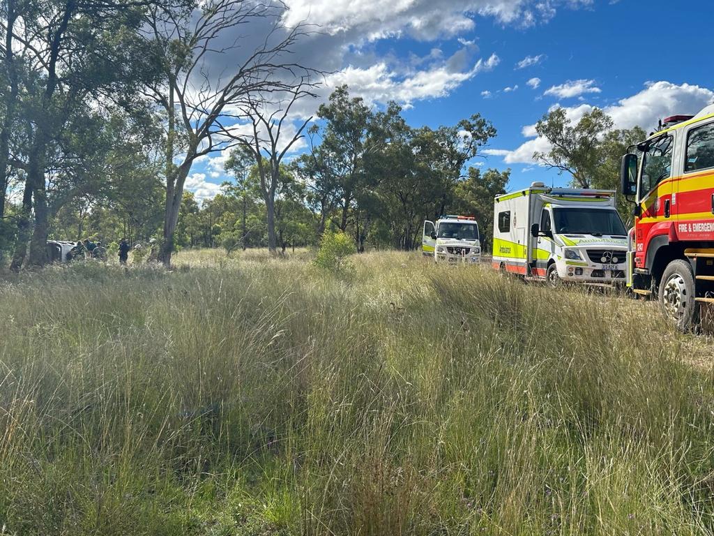 A woman in her 20s was flown to the Royal Brisbane and Women's Hospital after suffering serious head and chest injuries in a rollover in the Goondiwindi region. Photo: LifeFlight