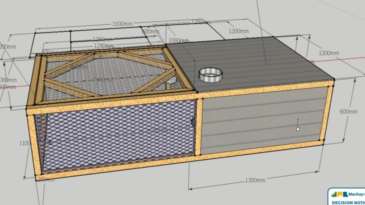 Plans for the mobile chicken caravans which will house up to 100 chickens each on a Mt Ossa poultry farm.