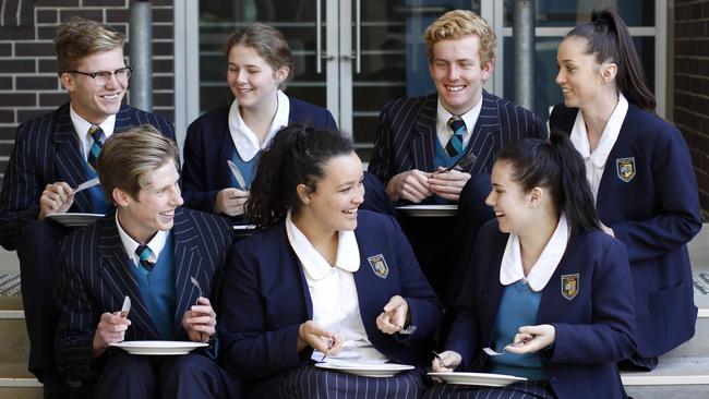 William Clarke College 40 Hour Famine fundraisers: Back row: Tom McDowall, Emma Sibley, Karl Elliott, Olivia Bailey. Front row: Garrick Lyte-Mason, Abbi Easthorpe, Tamara Pendlebury.