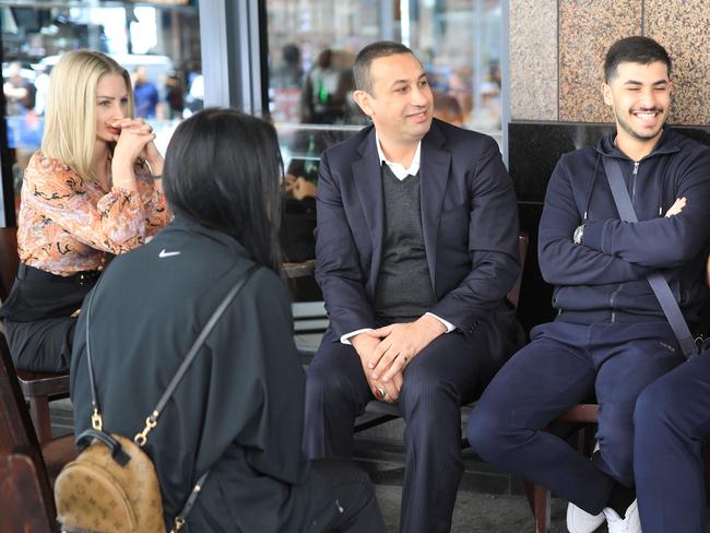 Marwan Haddad and Catherine Le Brocq (left) at a coffee shop before his sentence hearing on Wednesday. Picture: Christian Gilles/NCA NewsWire