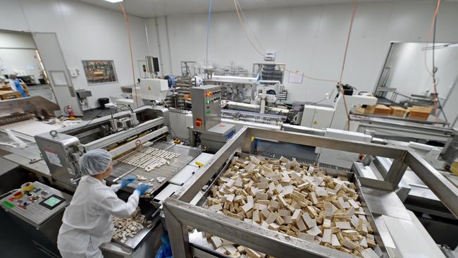 Nougat production at a West Gosford chocolate factory. Picture: AAP