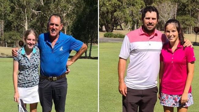 SOCIAL MEDIA IMAGE DISCUSS USE WITH YOUR EDITOR - Mixed Foursome Championship played Sunday November 22, saw Hollie Fuller and Greg Harvison (left) take out the title ahead of runners-up Maddie McKee and Jake Frame (right)