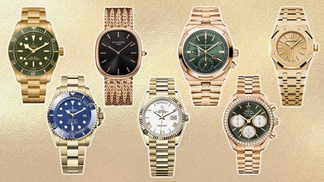 Left to right: Tudor Black Bay 58; Rolex Oyster Perpetual Deep Sea; Patek Philippe Golden Ellipse; Rolex Oyster Perpetual Day-Date 40; Vacheron Constantin Overseas; Omega Speedmaster 38mm; Audemars Piguet Mini Royal Oak