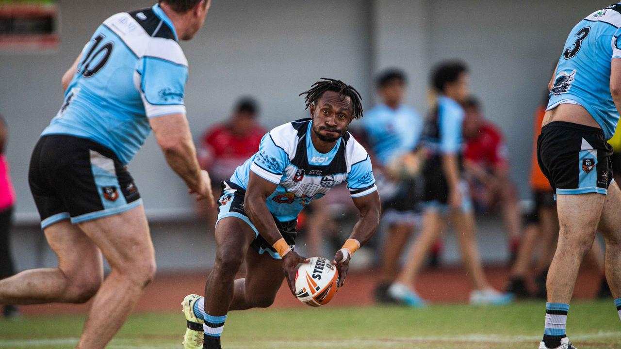 Cooper Segeyaro as Northern Sharks take on Litchfield Bears in the 2023 NRL NT grand final. Picture: Pema Tamang Pakhrin