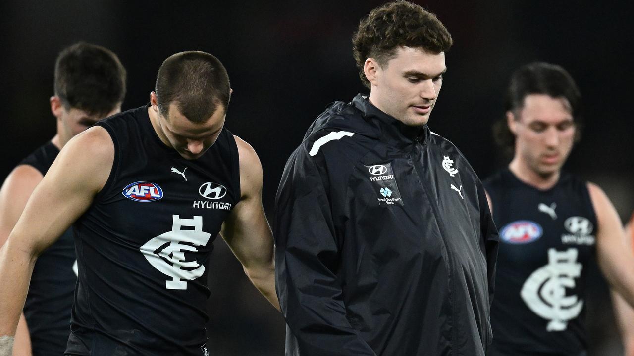 Blake Acres has not fractured his collarbone and could play against Sydney in the Blues’ elimination final. Picture: Quinn Rooney / Getty Images