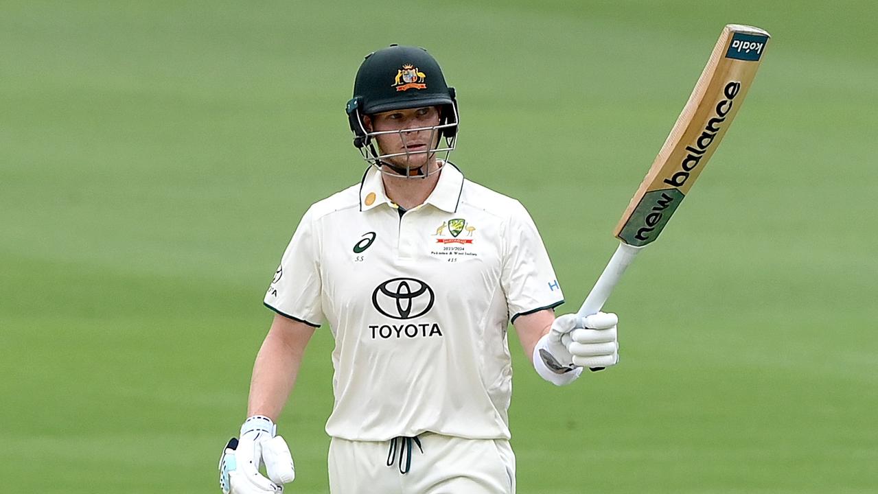 Steve Smith made 91 not out at the Gabba. Picture: Bradley Kanaris/Getty Images