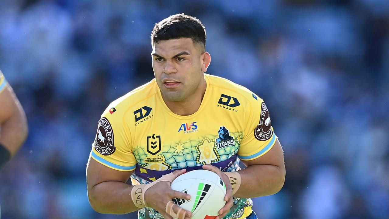 NRL R12 Canterbury Bankstown Bulldogs v Gold Coast Titans at Accor Stadium . Indigenous round . David Fifita. Picture: NRL Photos/Gregg Porteous