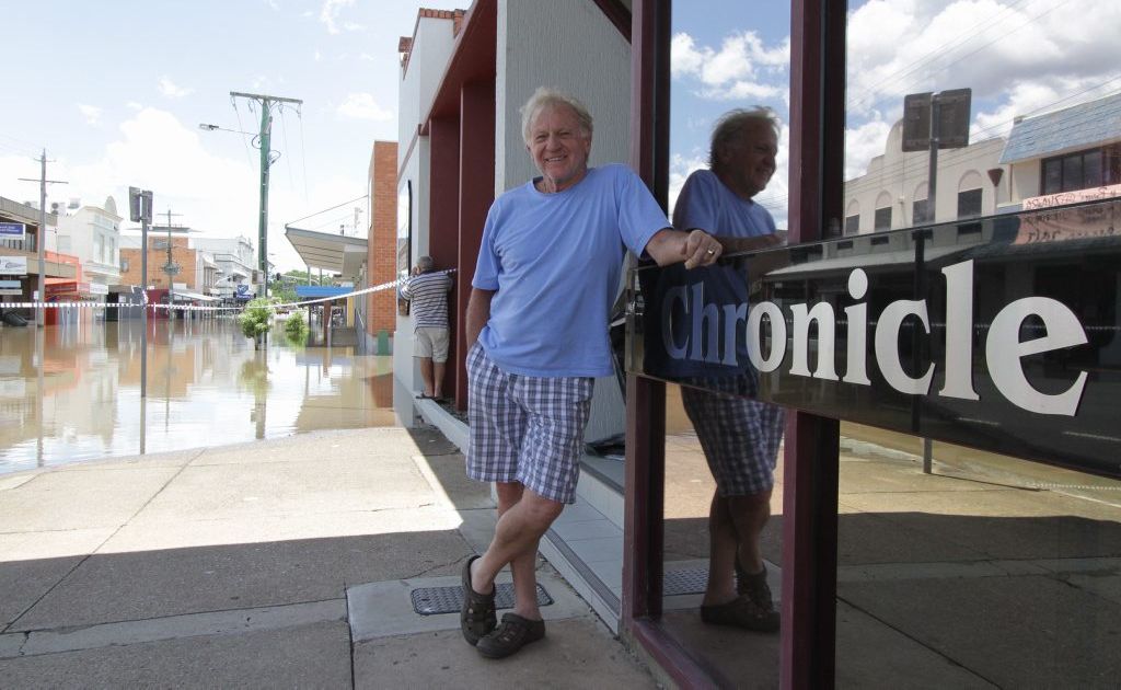 Aussie icon Normie Rowe visited the Chroncle office on Tuesday after being isolated in Maryborough due to the floods. . Picture: Robyne Cuerel