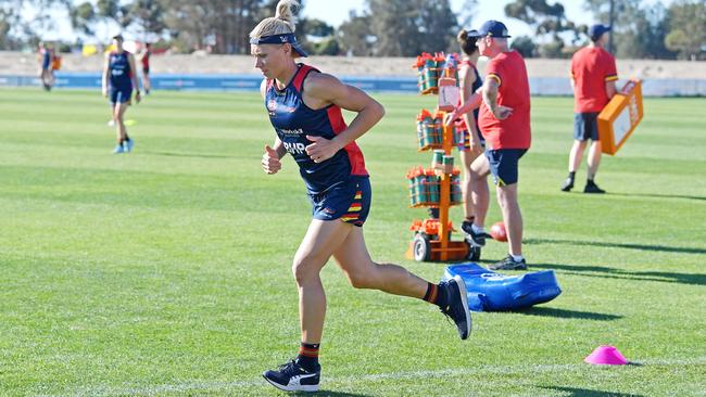 Erin Phillips putting in work at training. Picture: Tom Huntley