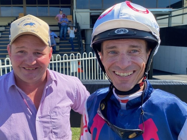 Rockhampton horse trainer Clinton Taylor and jockey Justin Stanley. Photo: Tony McMahon