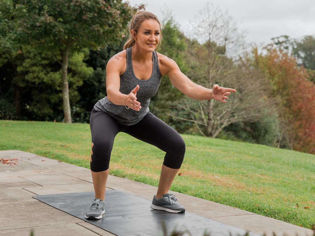 Michelle Bridges performing a squat. Picture: Supplied