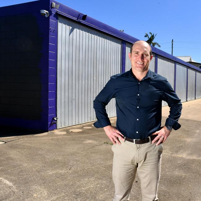 Investor Mike Zarif, with Shaun McLaren from Colliers (right) has purchased storage sheds at 3 Tully Street, as well as a nearby commercial property at 134 Perkins Street, Railway Estate.