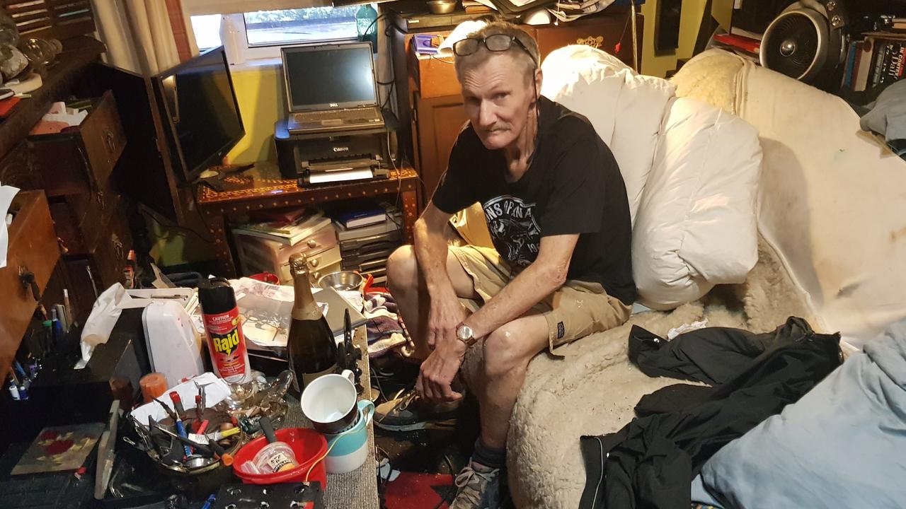 Paul Murphy in his Redfern flat last year, when he had recovered from cancer and a broken leg, but before he was attacked by a man with petrol and a lighter. Picture: Candy Sutton