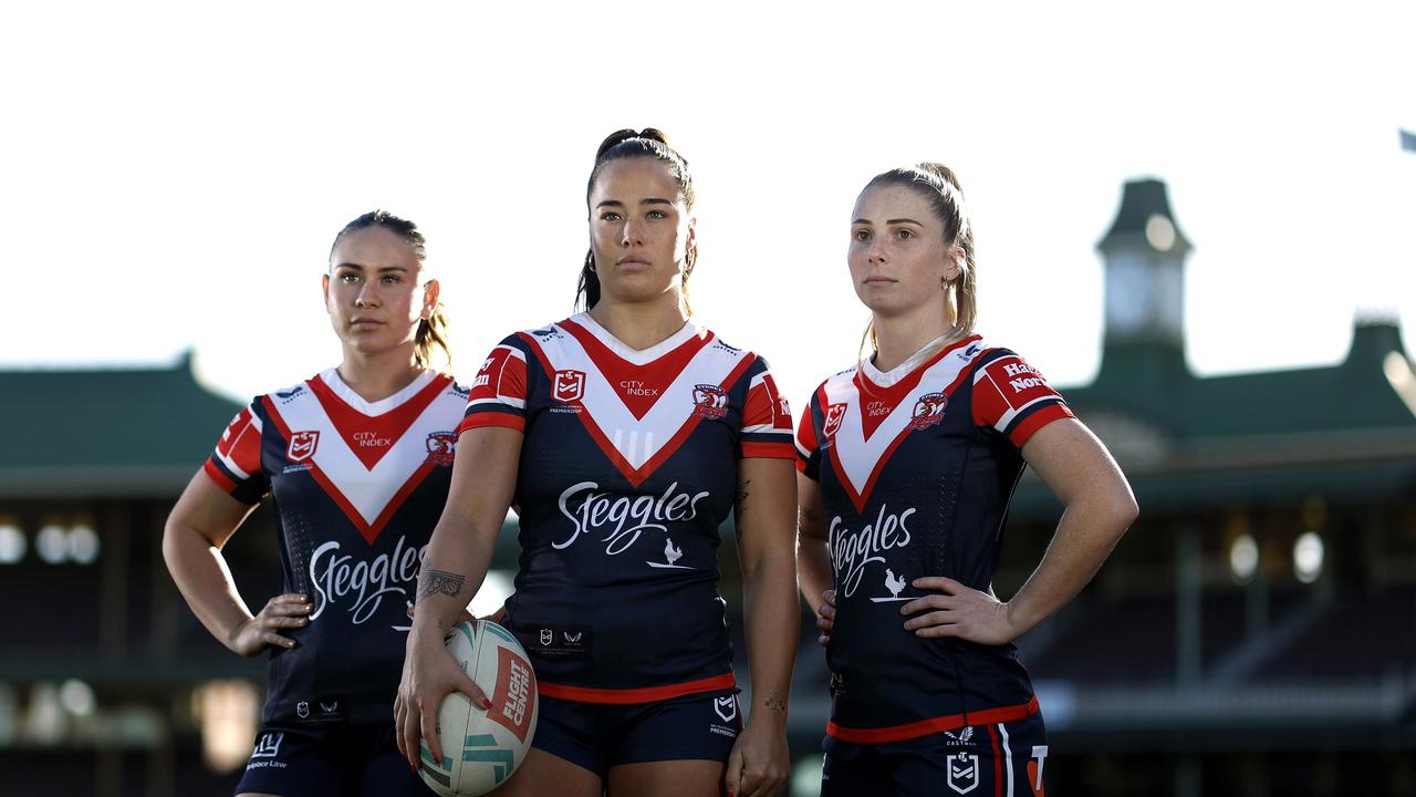 Sydney Roosters captain Isabelle Kelly (centre) opens up on the state of the NRLW. Picture: Phil Hillyard.