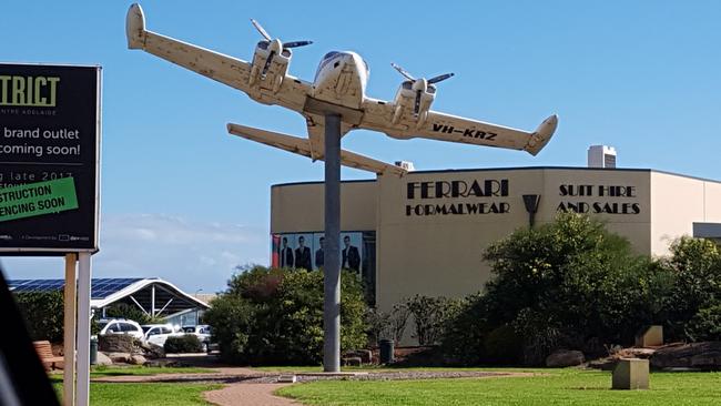 The mounted Cessna 310 at the Parafield Airport. Picture: Shaun Hollis