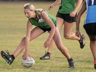 Maclean High v Grafton in junior girls final at Daily Examiner shield Touch Football. Picture: Adam Hourigan