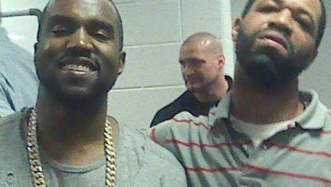 Kanye West and his one-time stepbrother Hal Carmichael. Picture: Twitter.