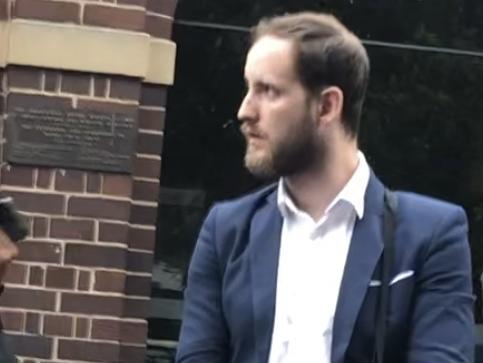 Michael Thomas Mowbray, 29, of Richmond, outside Manly Local Court on March 29, where he faced possess child abuse material charges. He pleaded not guilty to three charges when he appeared in court on Wednesday. A fourth charge was withdrawn. Picture: Manly Daily