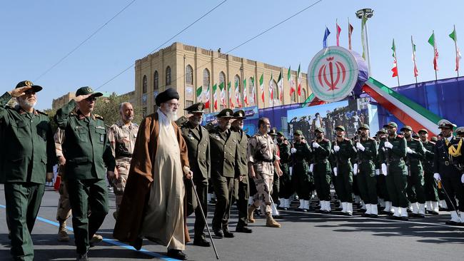 Iran's Supreme Leader Ayatollah Ali Khamenei attends a joint graduation ceremony for cadets from armed forces academies in Tehran. Picture: AFP.