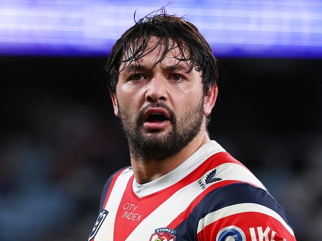 SYDNEY, AUSTRALIA - JUNE 02: Brandon Smith of the Roosters reacts during the round 13 NRL match between Sydney Roosters and North Queensland Cowboys at Allianz Stadium, on June 02, 2024, in Sydney, Australia. (Photo by Jeremy Ng/Getty Images)