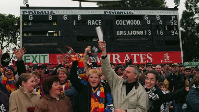 Fans celebrate the final win at Victoria Park.