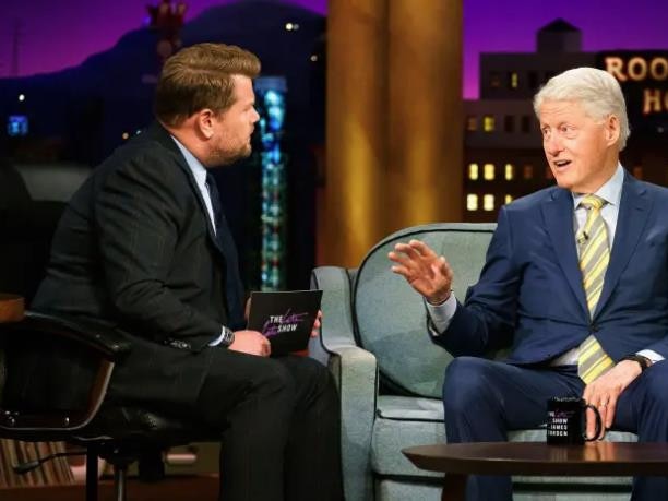 Former US president Bill Clinton talks to James Corden.