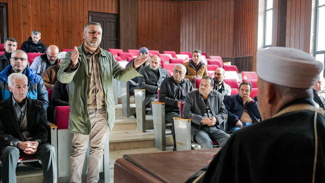 Clerics and members of Syria's Alawite minority gather for a meeting in Qardaha on Monday. Picture: AFP