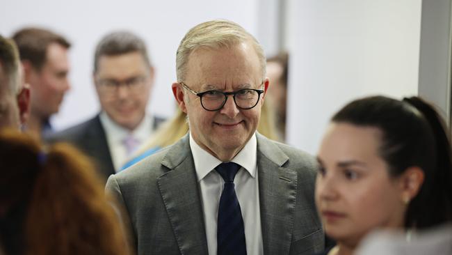 SYDNEY, AUSTRALIA, NewsWire Photos. FEBRUARY 16, 2024. The Prime Minister, Anthony Albanese walking through COASTAL LAKES MEDICAL PRACTICE at Lake Haven. Picture: NCA NewsWire/ Adam Yip