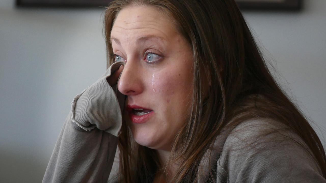Michelle Licata, 30, is overcome with emotion in 2017 recounting Epstein who ‘doesn't even believe he did anything wrong’. Picture: Emily Michot/Miami Herald.
