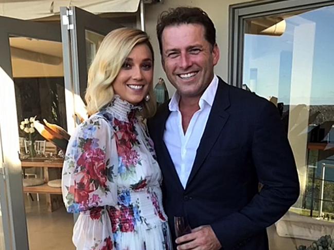 Jasmine Yarbrough and Karl Stefanovic pictured together at their commitment ceremony held on Saturday, March 10, 2018. Picture: Supplied