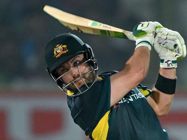 Australia's Josh Inglis plays a shot during the first Twenty20 international cricket match between India and Australia at the Y.S. Rajasekhara Reddy Cricket Stadium in Visakhapatnam on November 23, 2023. (Photo by DIBYANGSHU SARKAR / AFP)