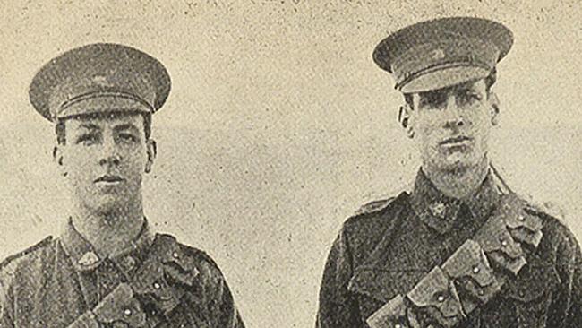 Sapper Jim Cannon, left, with his older brother Jack Cannon who is remembered at tree 174 on the Soldiers’ Memorial Avenue.