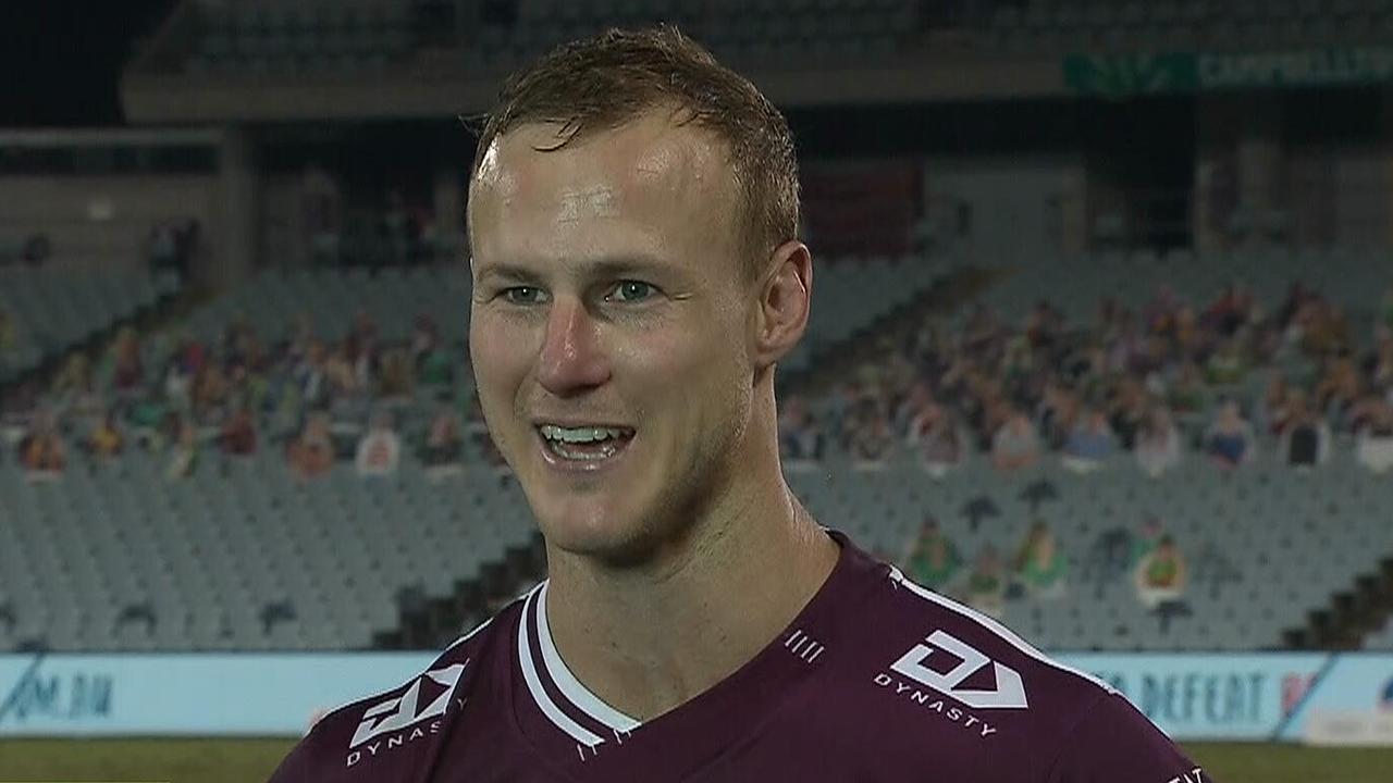 Daly Cherry-Evans had a slip of the tongue after Manly's victory.