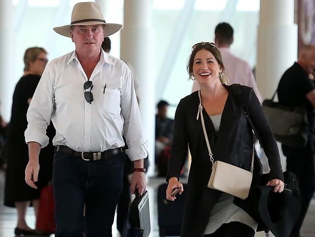 The former deputy PM with Ms Campion at Canberra airport before Sebastian was born. Picture: Kym Smith