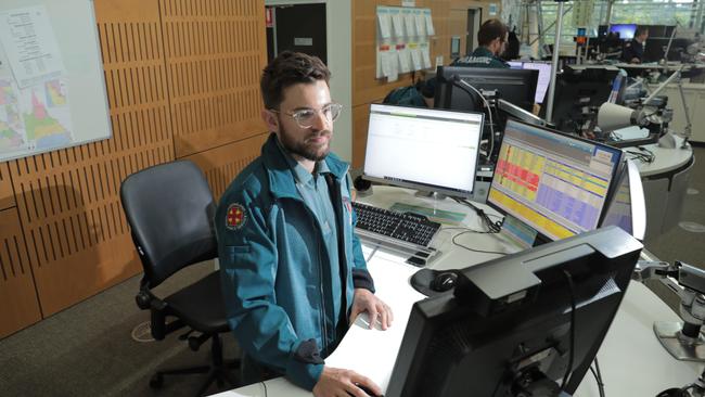 Matthew Cloumassis working from the Kedron headquarters. Picture: Mark Cranitch.