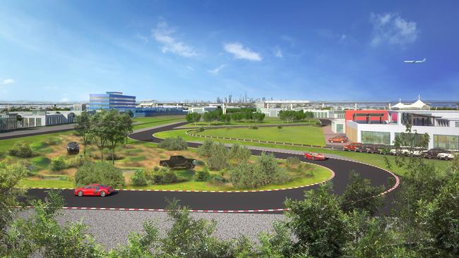 Artist’s impression of the canned Brisbane Airport mega car dealership site and test track. Picture: Supplied.