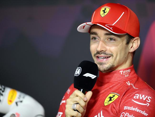 JEDDAH, SAUDI ARABIA - MARCH 09: Third placed Charles Leclerc of Monaco and Ferrari attends the press conference after the F1 Grand Prix of Saudi Arabia at Jeddah Corniche Circuit on March 09, 2024 in Jeddah, Saudi Arabia. (Photo by Peter Fox/Getty Images)