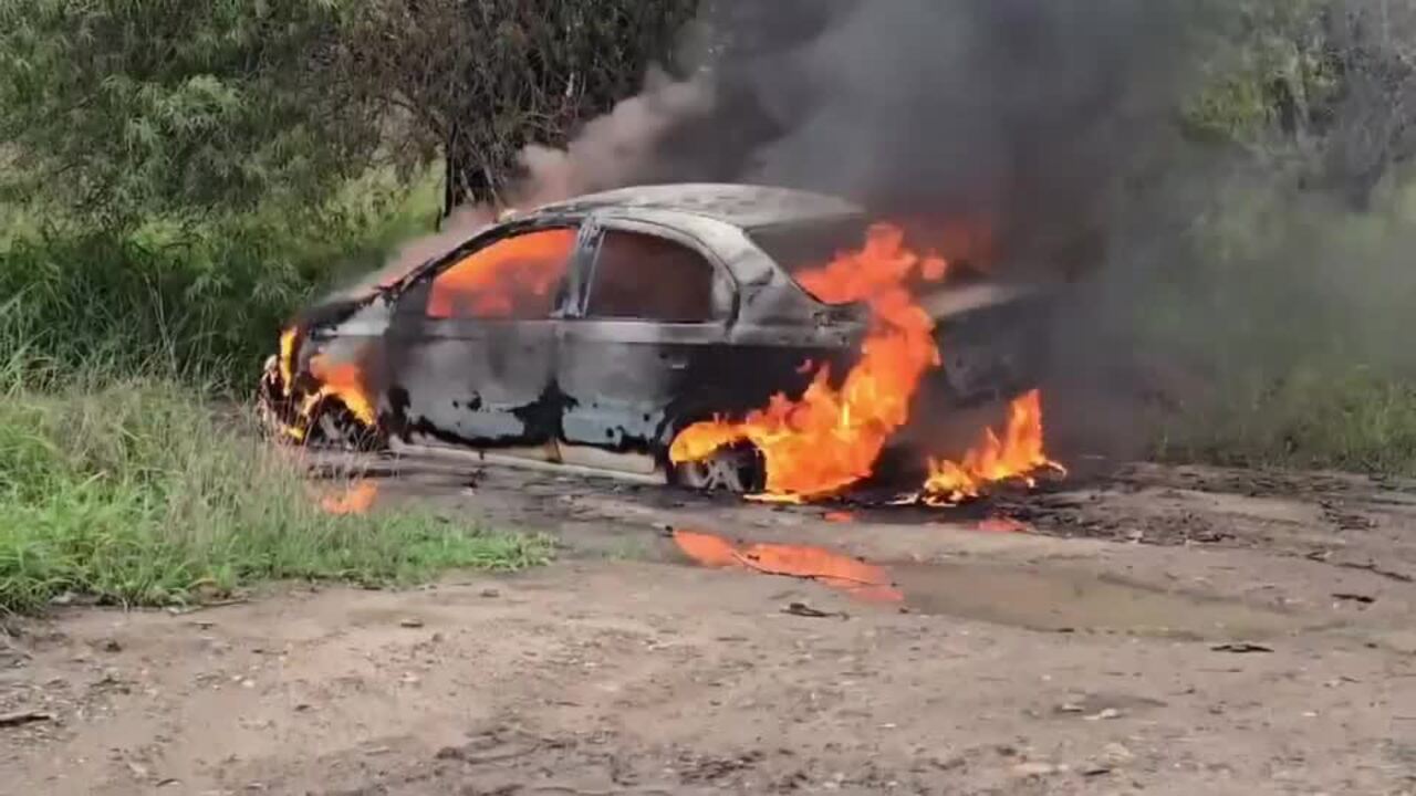 A car on fire in Depot Hill on December 19