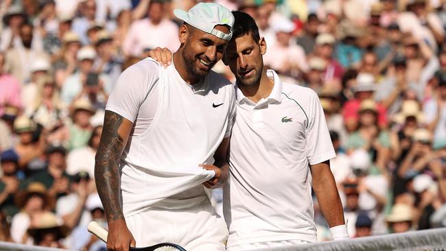 Novak Djokovic and Nick Kyrgios could meet in the Wimbledon quarter-finals. Picture: Getty Images