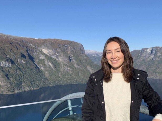 Sydney dietitian Jasmine, 33, has received a coronavirus jab. She is working on her annual leave as a vaccinator in London, with up to 50 patients inoculated during each shift. Picture: Supplied.